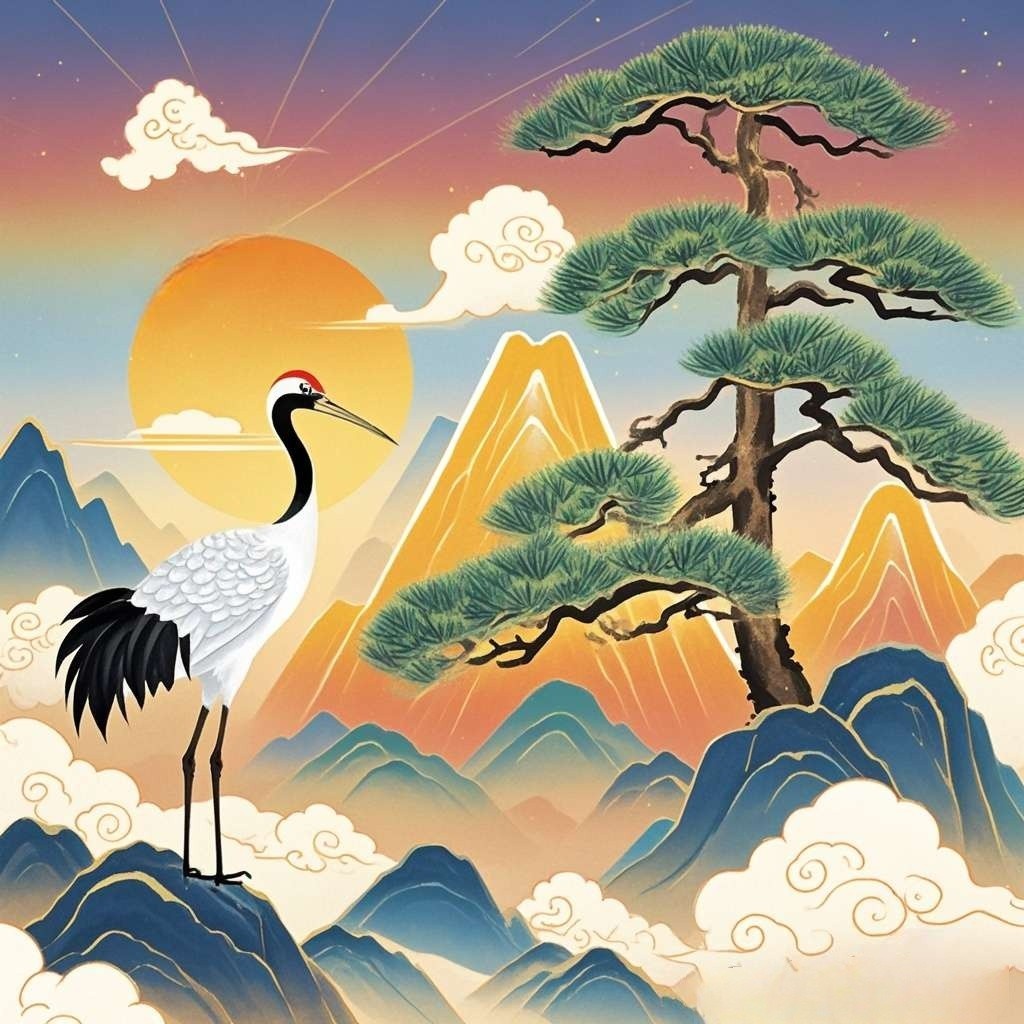 仙鹤呈祥头像～ 鹤立松梢,霞映玉宇, 延年益寿,人安财丰!