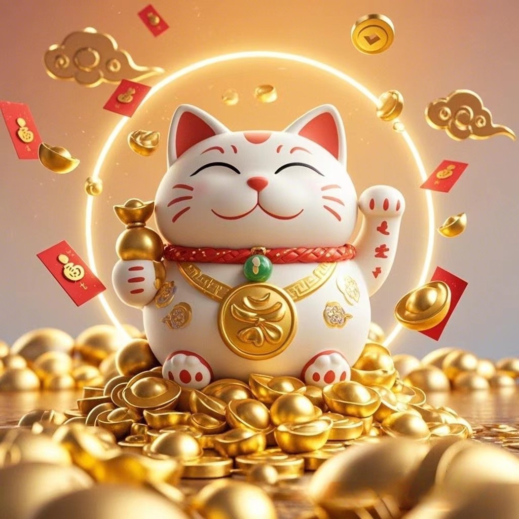 招财猫送来满满的好运和财富,祝大家2025年财源滚滚