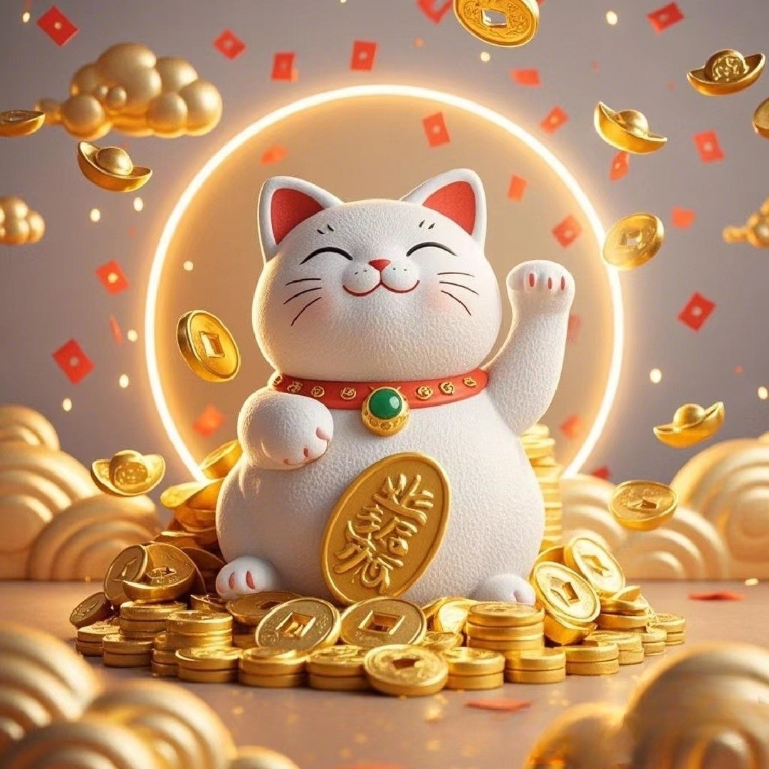 招财猫送来满满的好运和财富,祝大家2025年财源滚滚