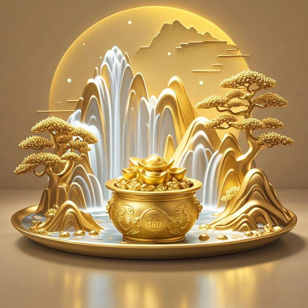 聚宝盆增福禄,财运滚滚, 金钱袋旺财福,财运亨通!