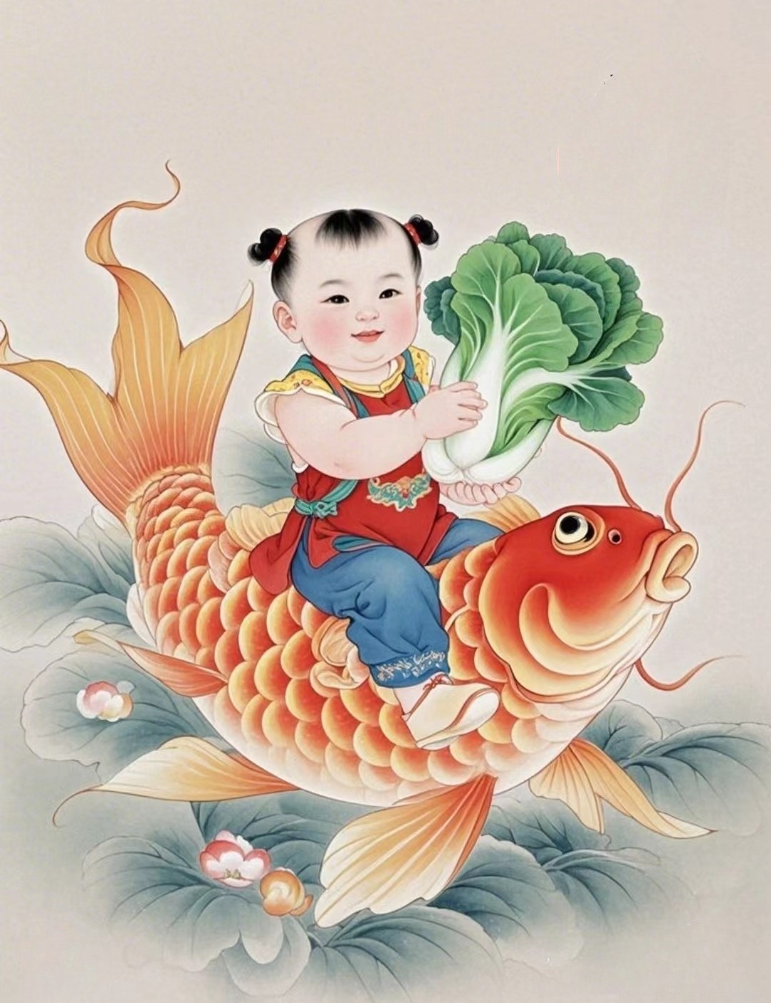 娃娃送福,年年有鱼,吉祥幸福!