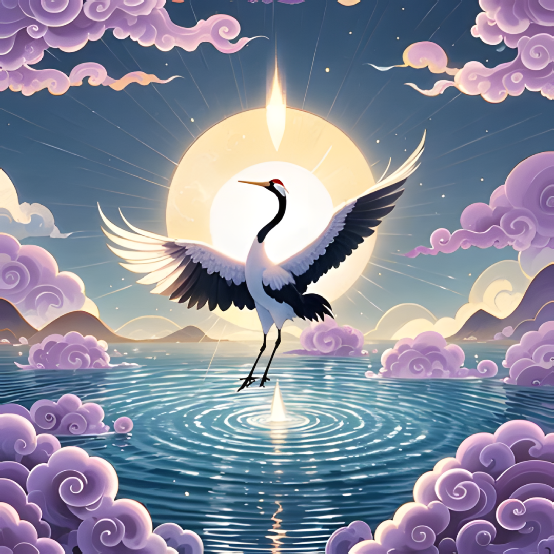 高能量头像    祥云鹤起舞,美好吉祥,步步高升