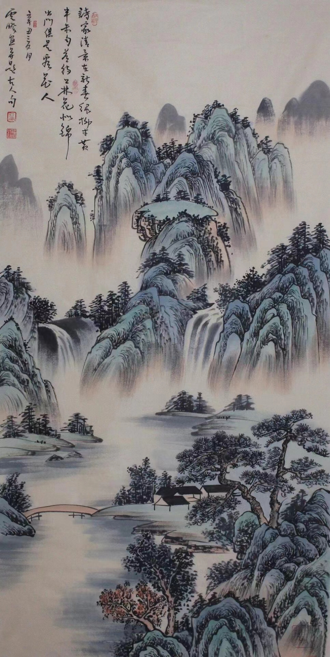 【溪山幽居】 高云鹏精品国画 尺寸:137cmx70cm 8平尺 收藏证书/合影