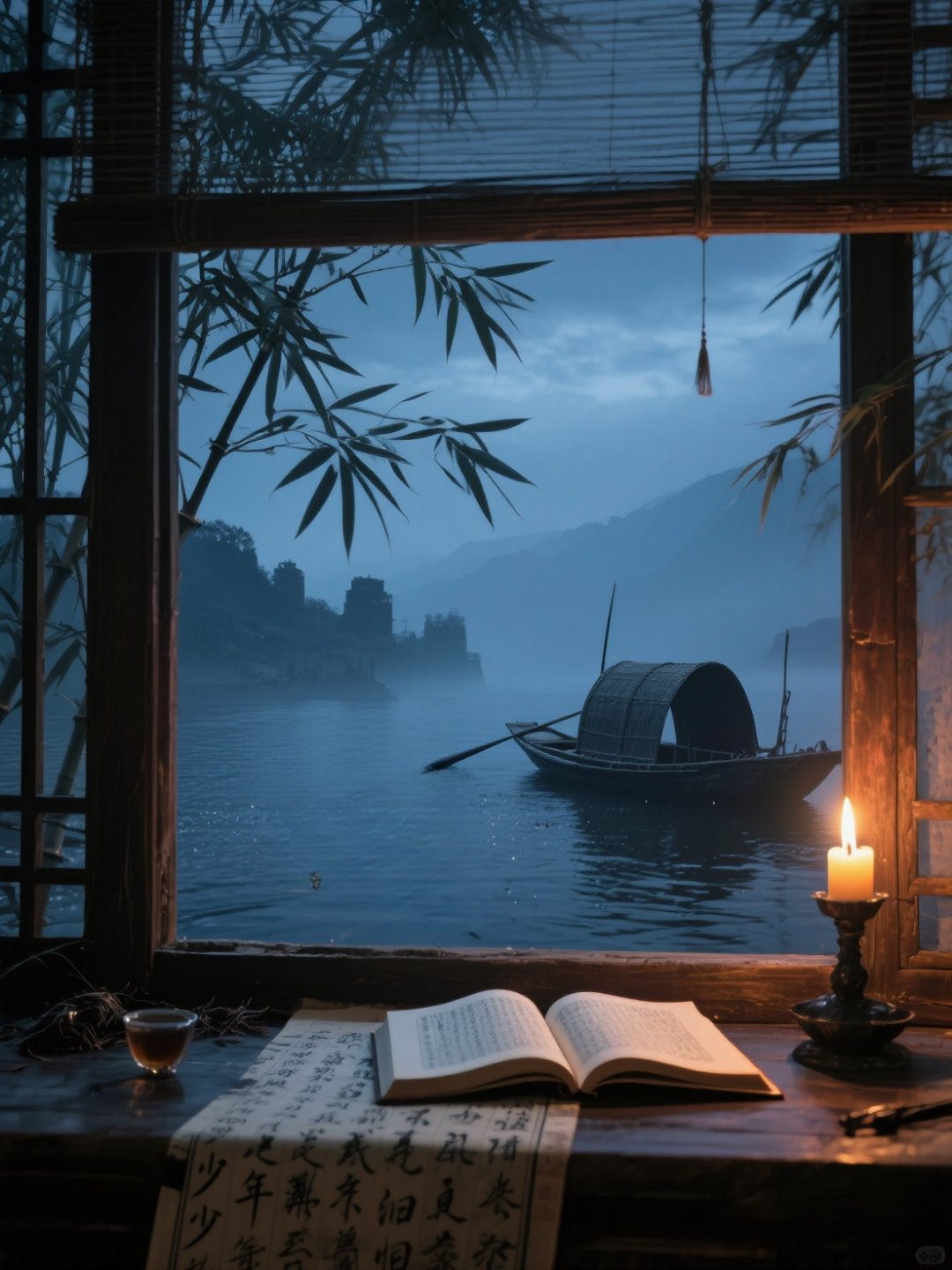 烛影摇红·夜读 竹影摇窗,一灯如豆穿今古