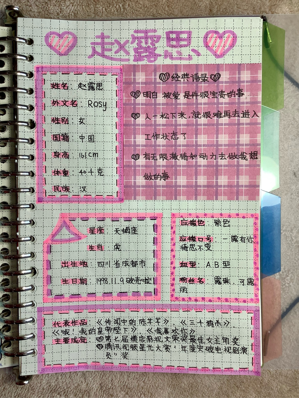 赵露思手帐分享呀![比心] 不喜勿喷! 谢谢