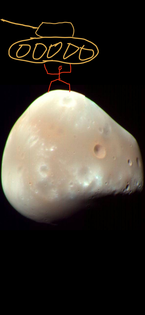 那问题来了,一辆坦克在火卫二上,以两米每秒