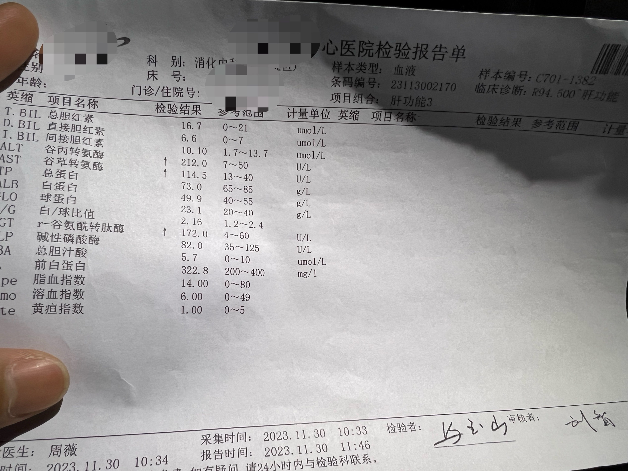 丙肝病毒化验单图片