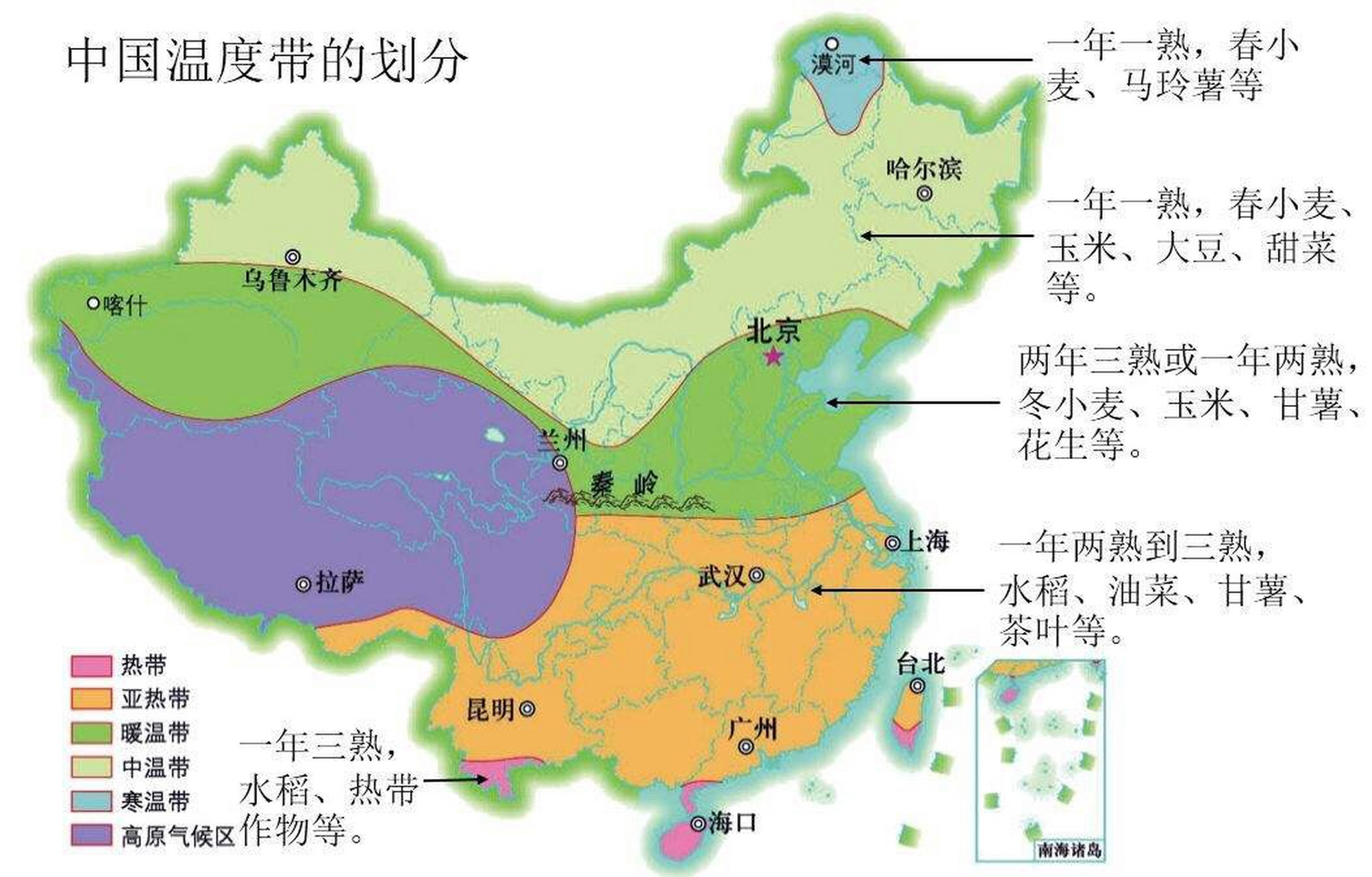 中国气温带划分图