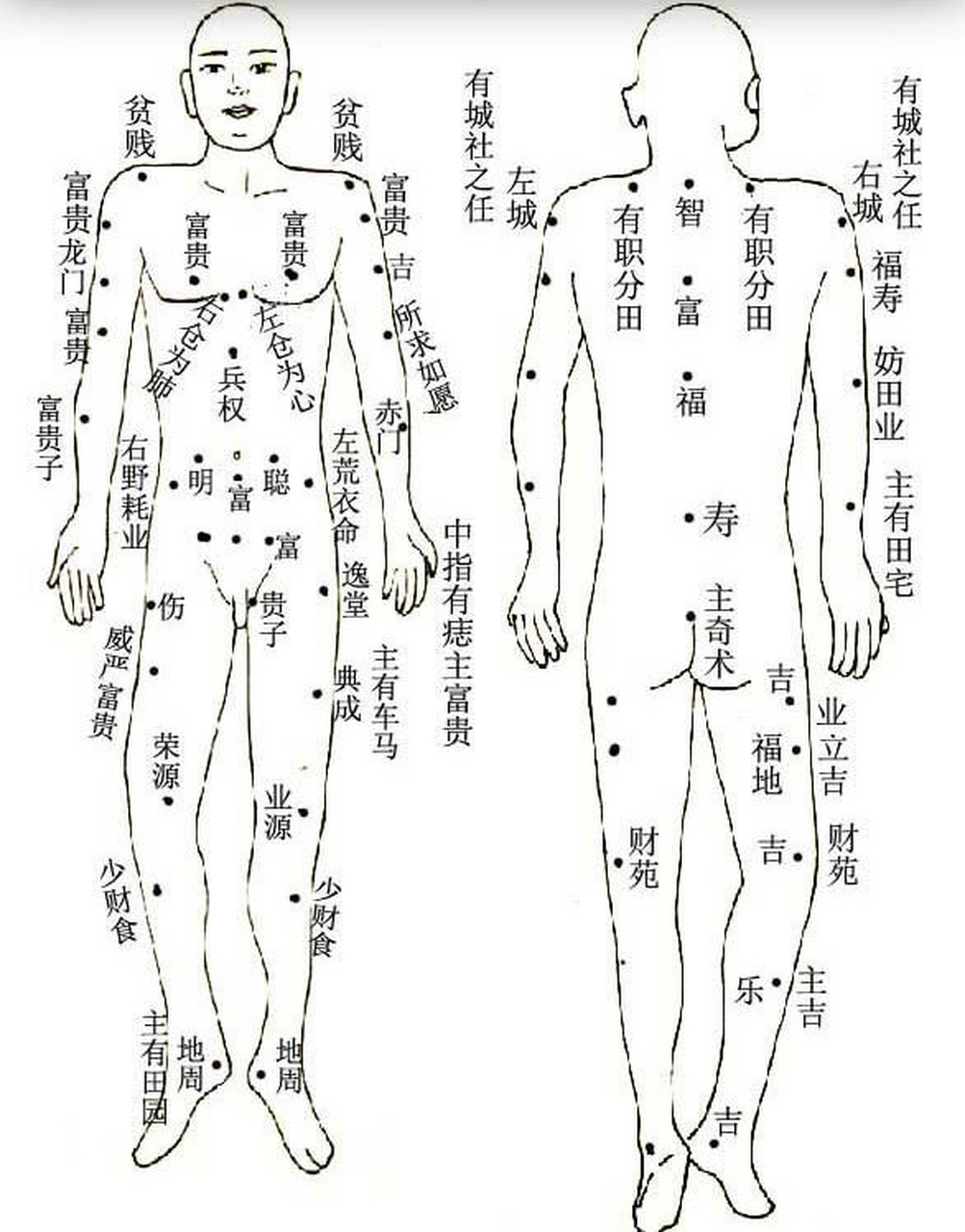 体相上出现这两颗吉祥痣,财运好,婚姻好!    1