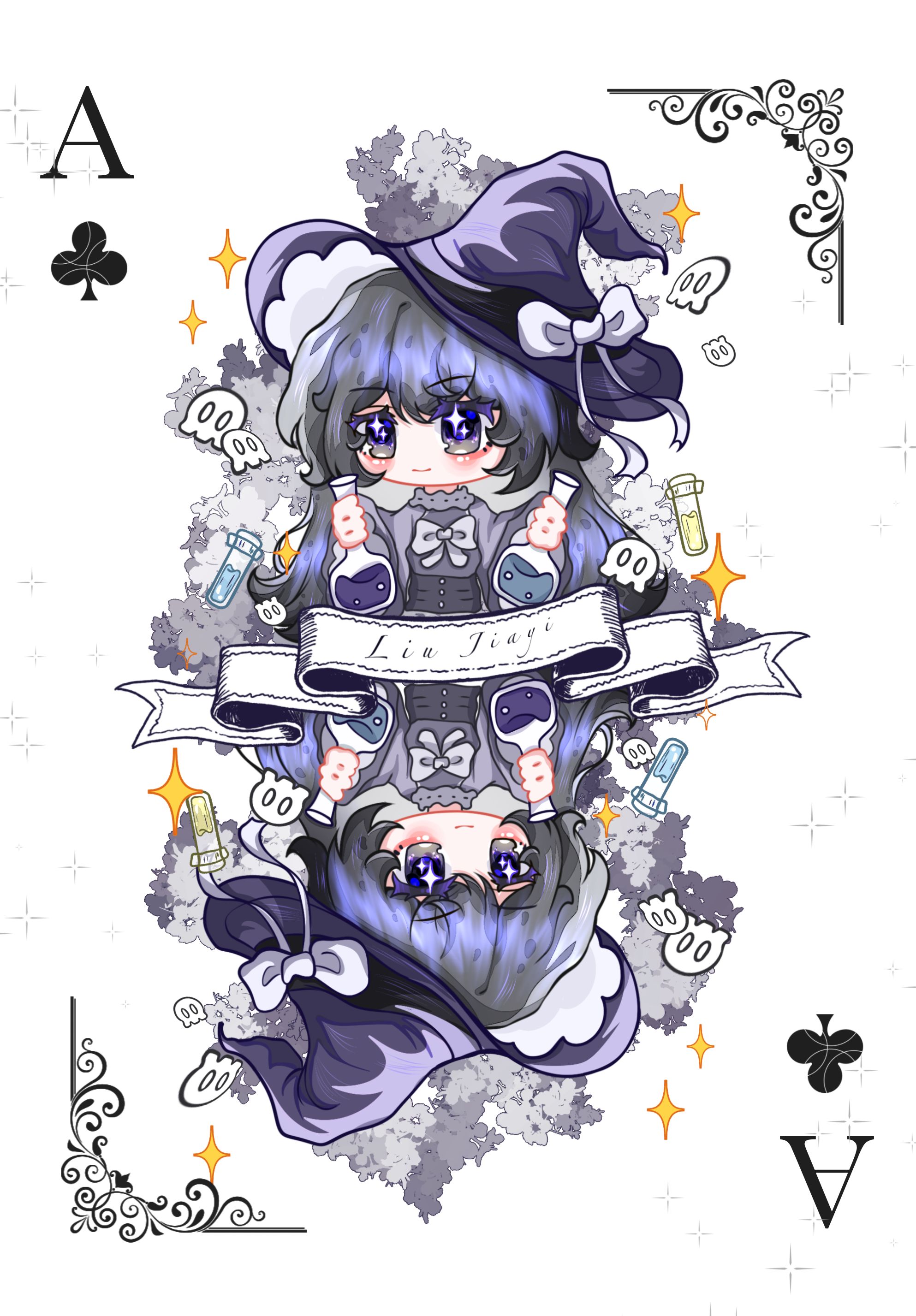 惊封扑克牌～～ 画师:蓝莓 #我在惊悚游戏里封神