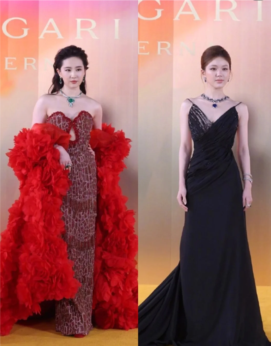 姐妹们谁懂啊,刘亦菲与赵露思的妆造真的很有女王跟女王权杖的感觉,很