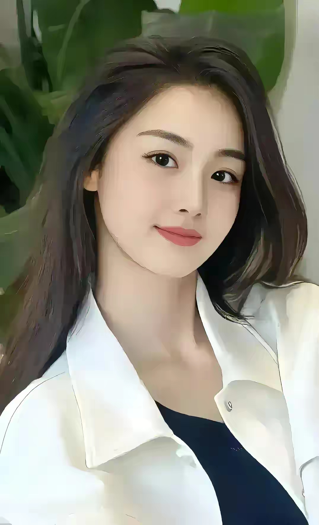 在光影中透出健康的光泽,那淡淡的粉色口红更是增添了几分女人的柔情