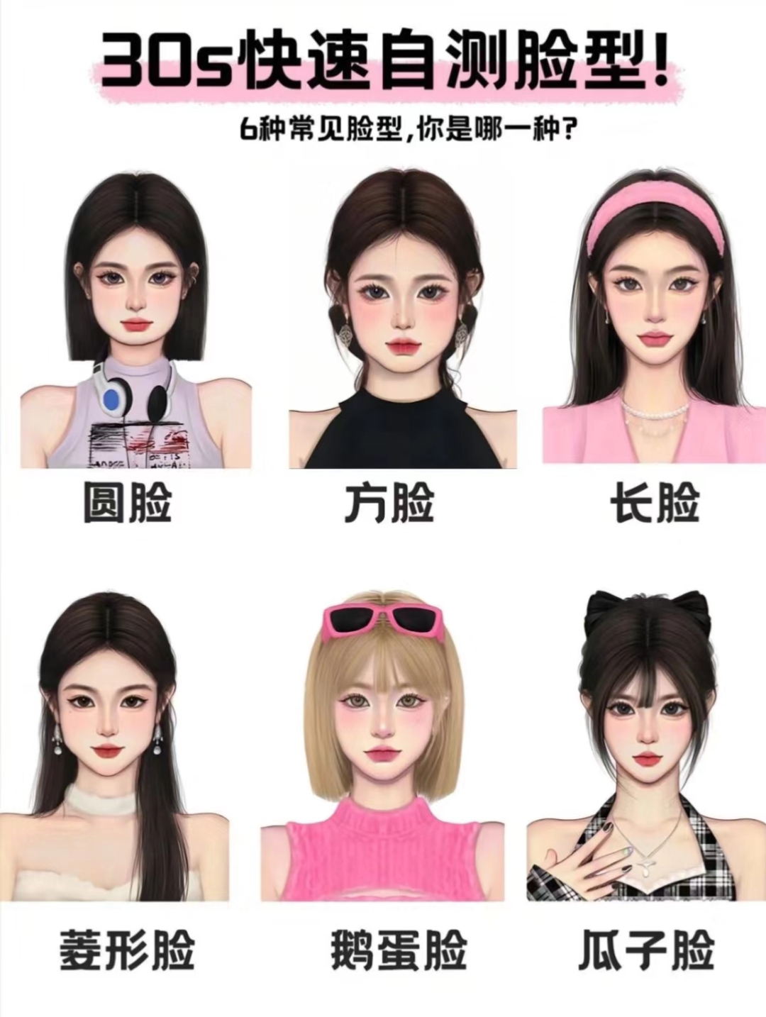 30秒快速自测脸型!