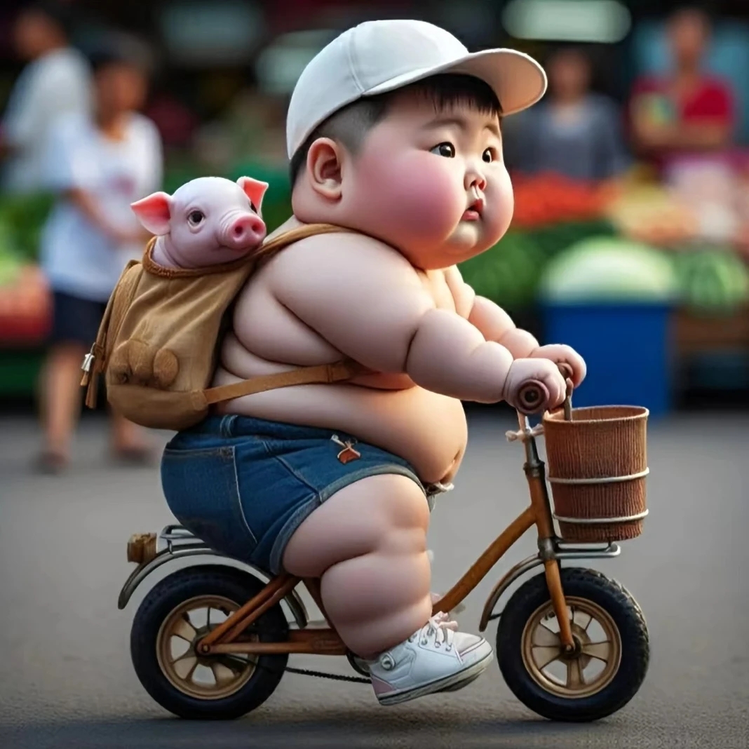 小胖孩骑单车,萌翻一众行人心