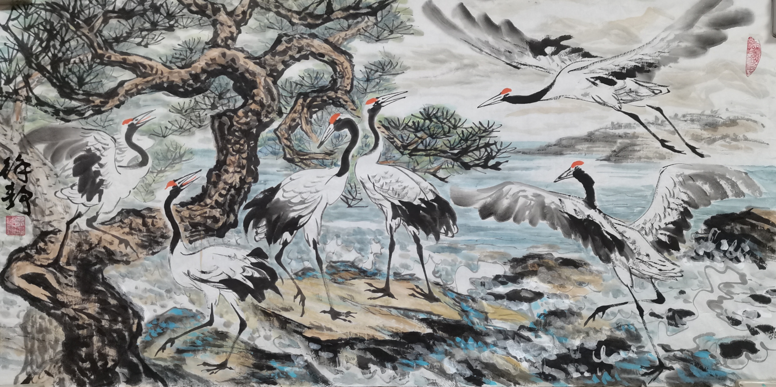 徐静画鹤 松鹤图分享