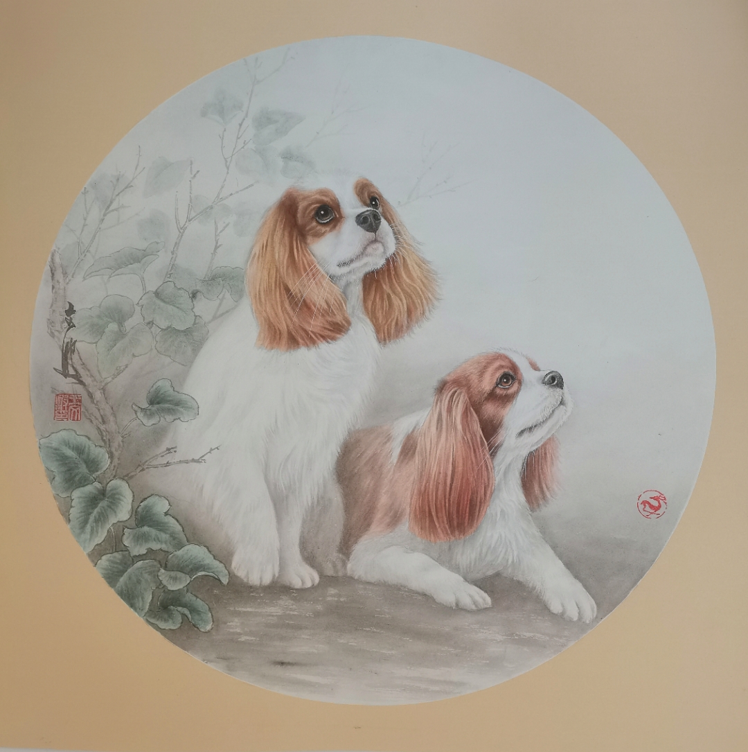 工笔画狗子