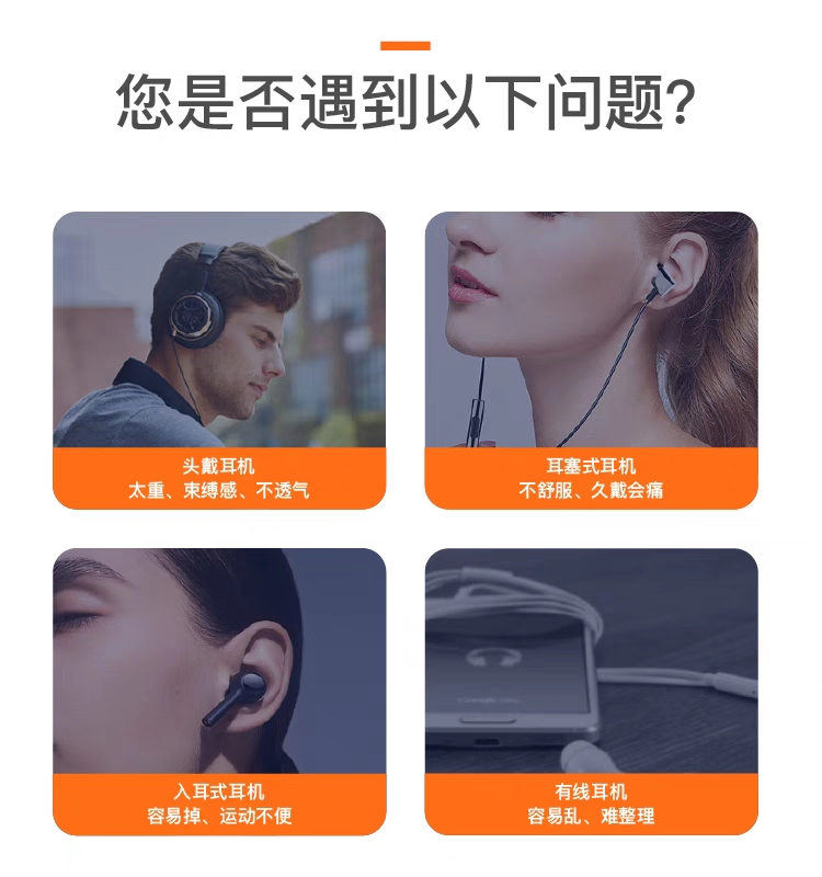 畅飞扬骨传导蓝牙耳机,外挂式设计,久戴不痛,自由无线,让您尽享音乐!