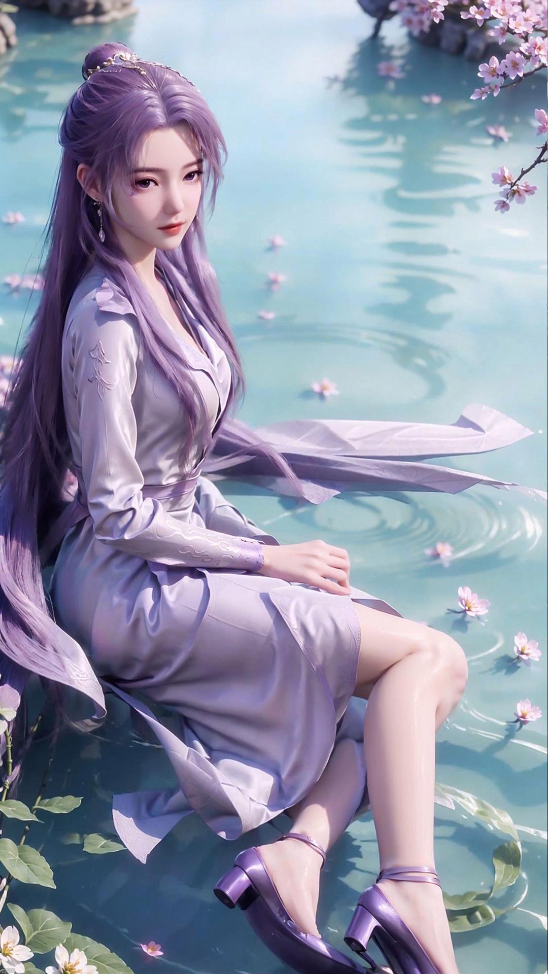 竹林深处,紫霞仙子轻抚衣袖,拂过这一池春水.