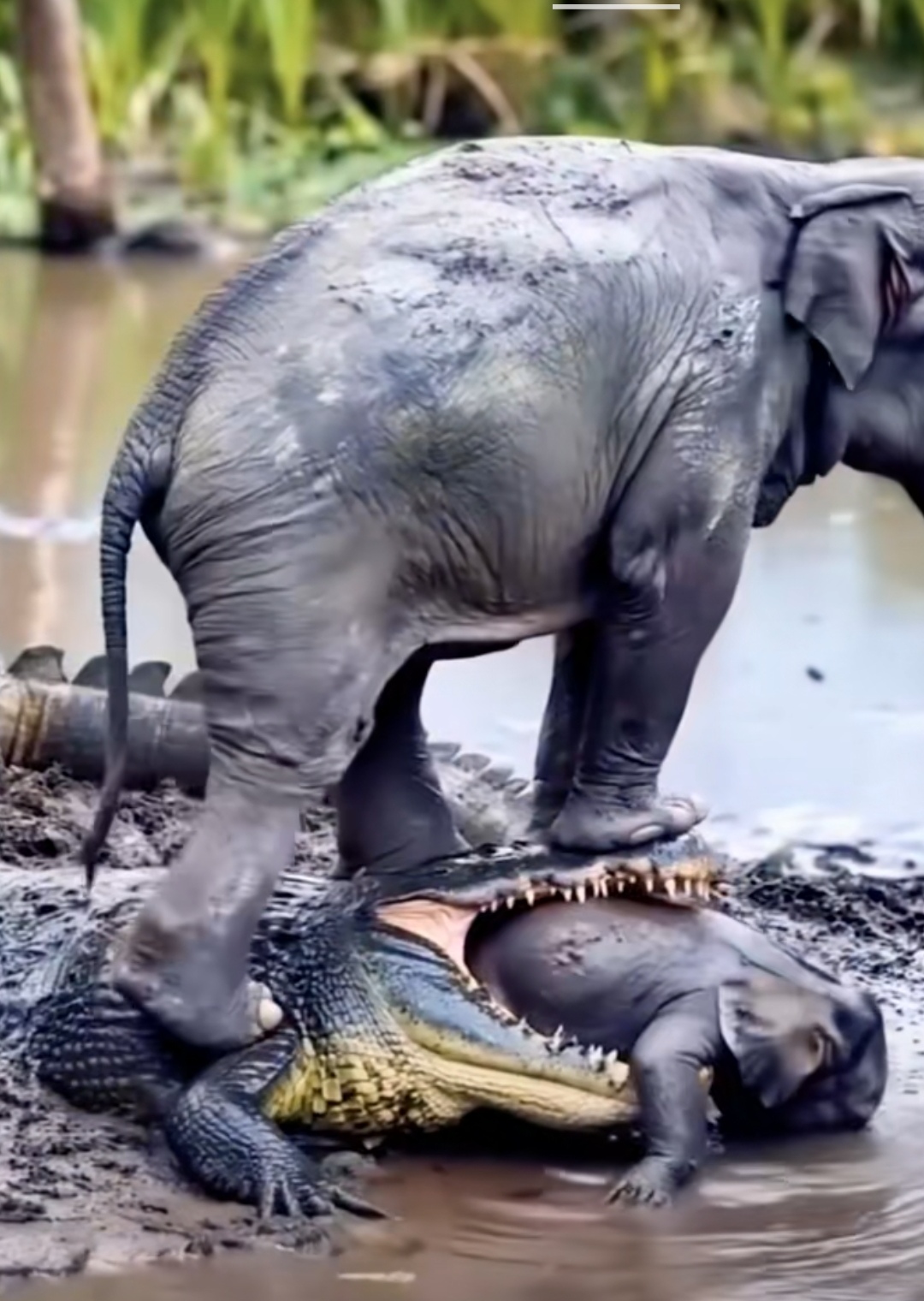 小象宝宝竟不慎落入鳄鱼大嘴,生死一线