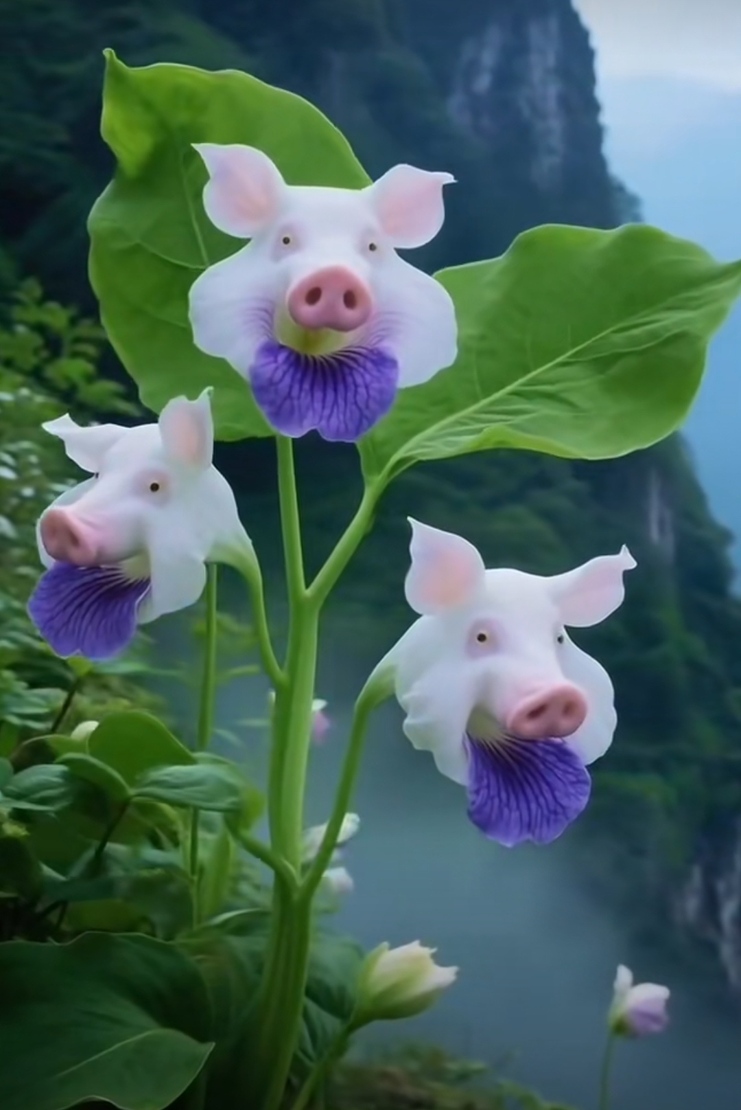这"猪猪花"绝了!猪脸配紫花瓣,像组团来卖萌