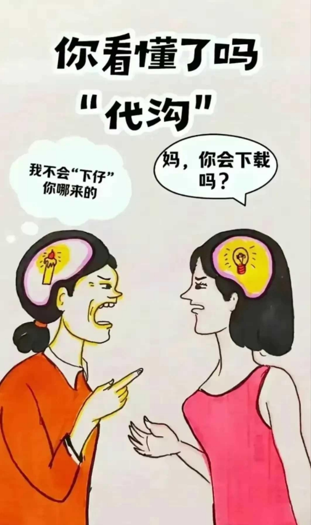 现实中的代沟总是让人啼笑皆非.你是不是也体会过呢?一起说一说吧?