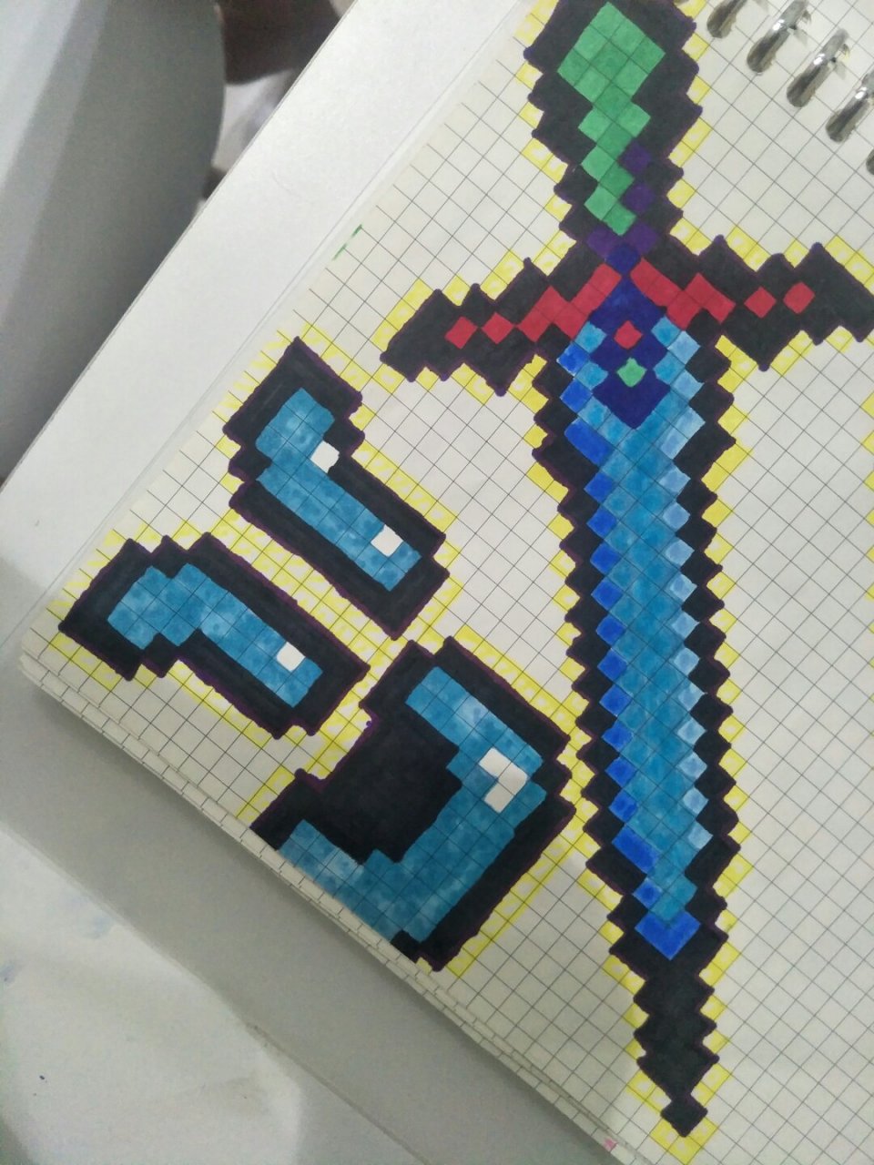 第二次:钻石剑的画法 准备颜色:15号