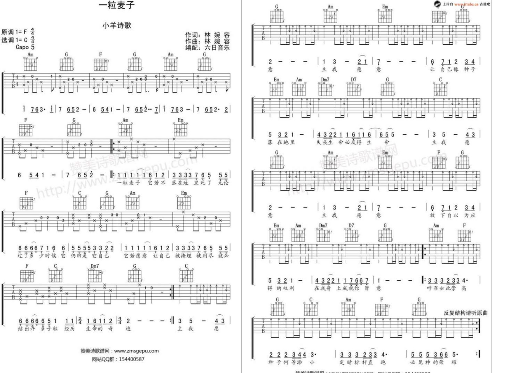 一粒麦子吉他谱分享