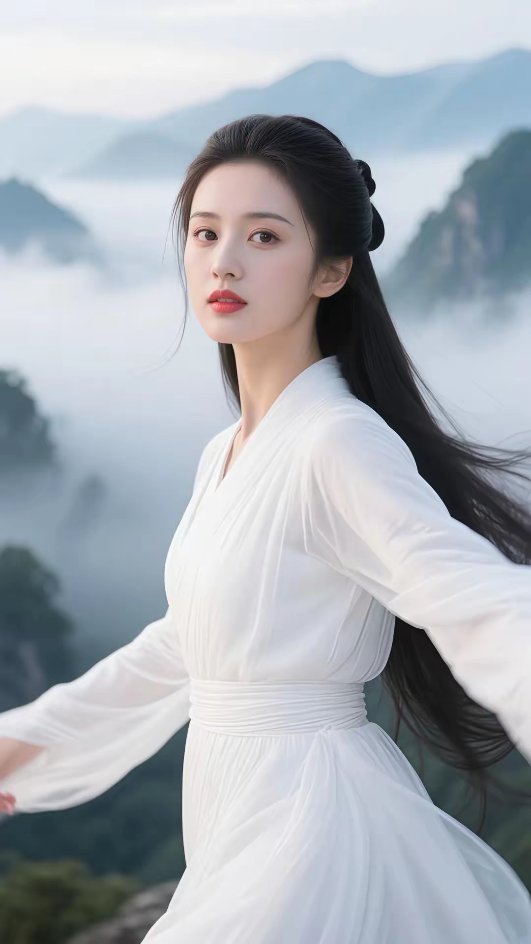 云端上的仙女,一袭白衣飘飘,仿佛从古风画中走出来的女子,美得让人