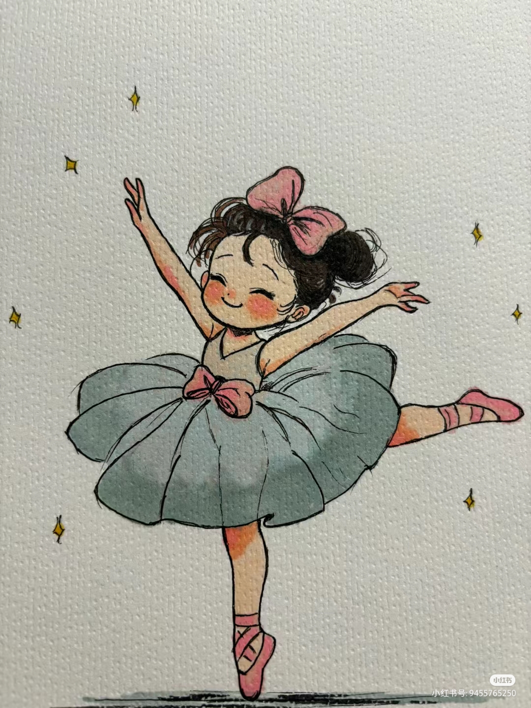 优雅的小舞者,旋转在梦幻的泡泡中.#梦幻手绘
