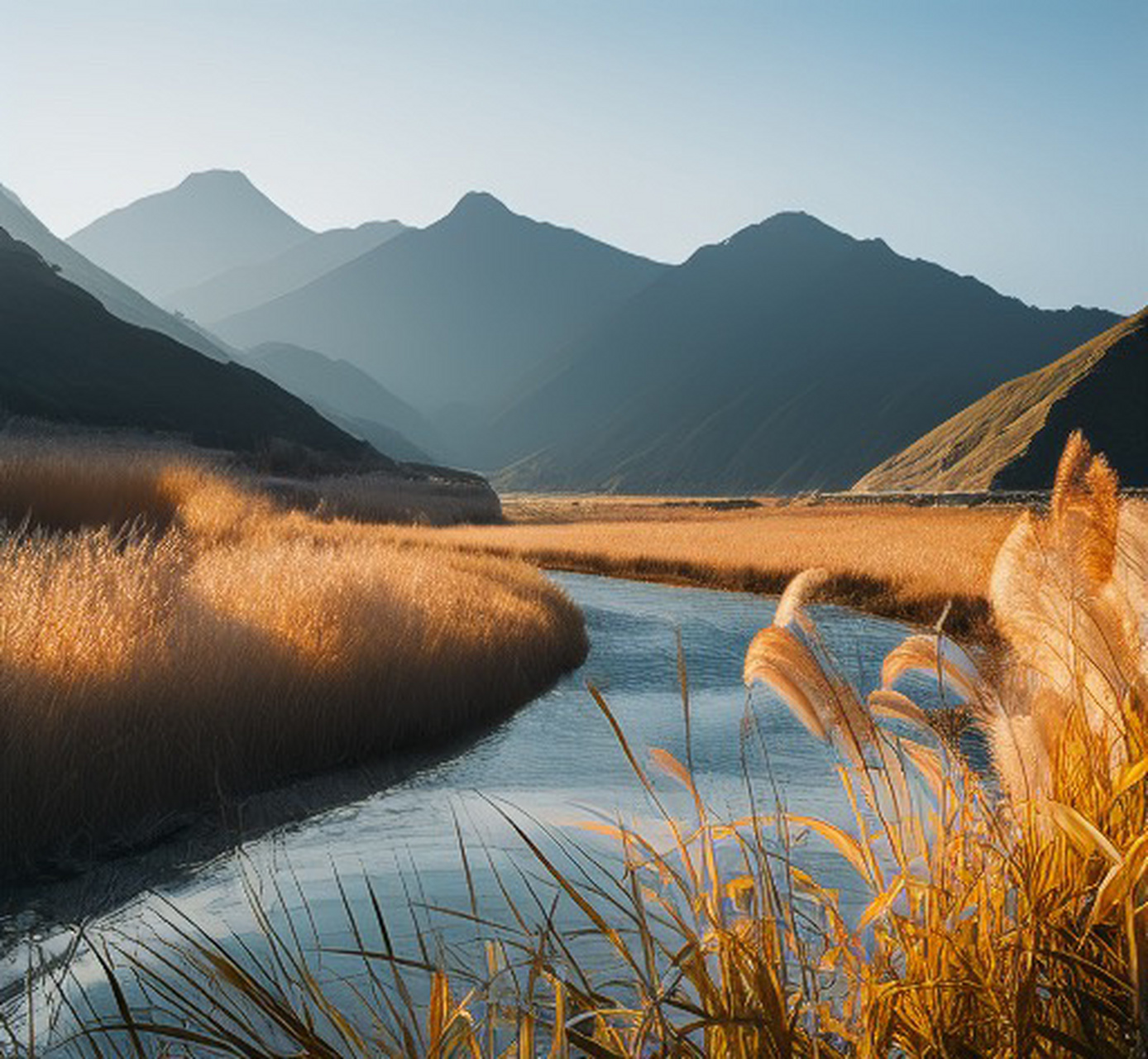河流蜿蜒如玉带,芦苇摇曳舞秋风. 676767