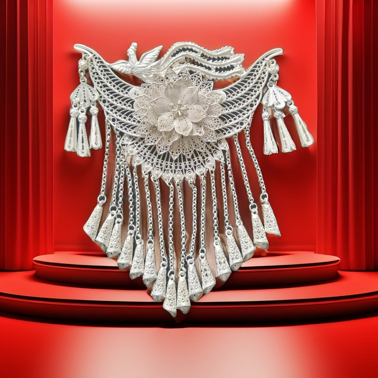 苗族纯银发簪,精致的苗族手工银饰,再配上新鲜的草莓,生活中的小刃乙