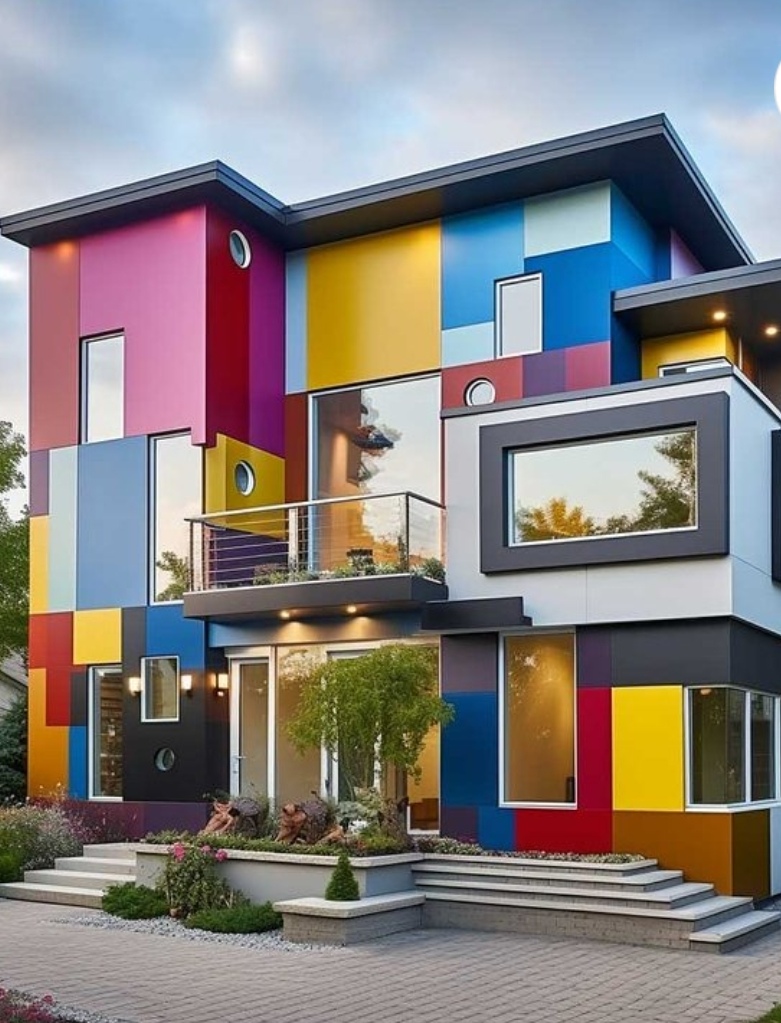 彩色房屋好治愈,打破传统房屋色彩,让人眼前一亮