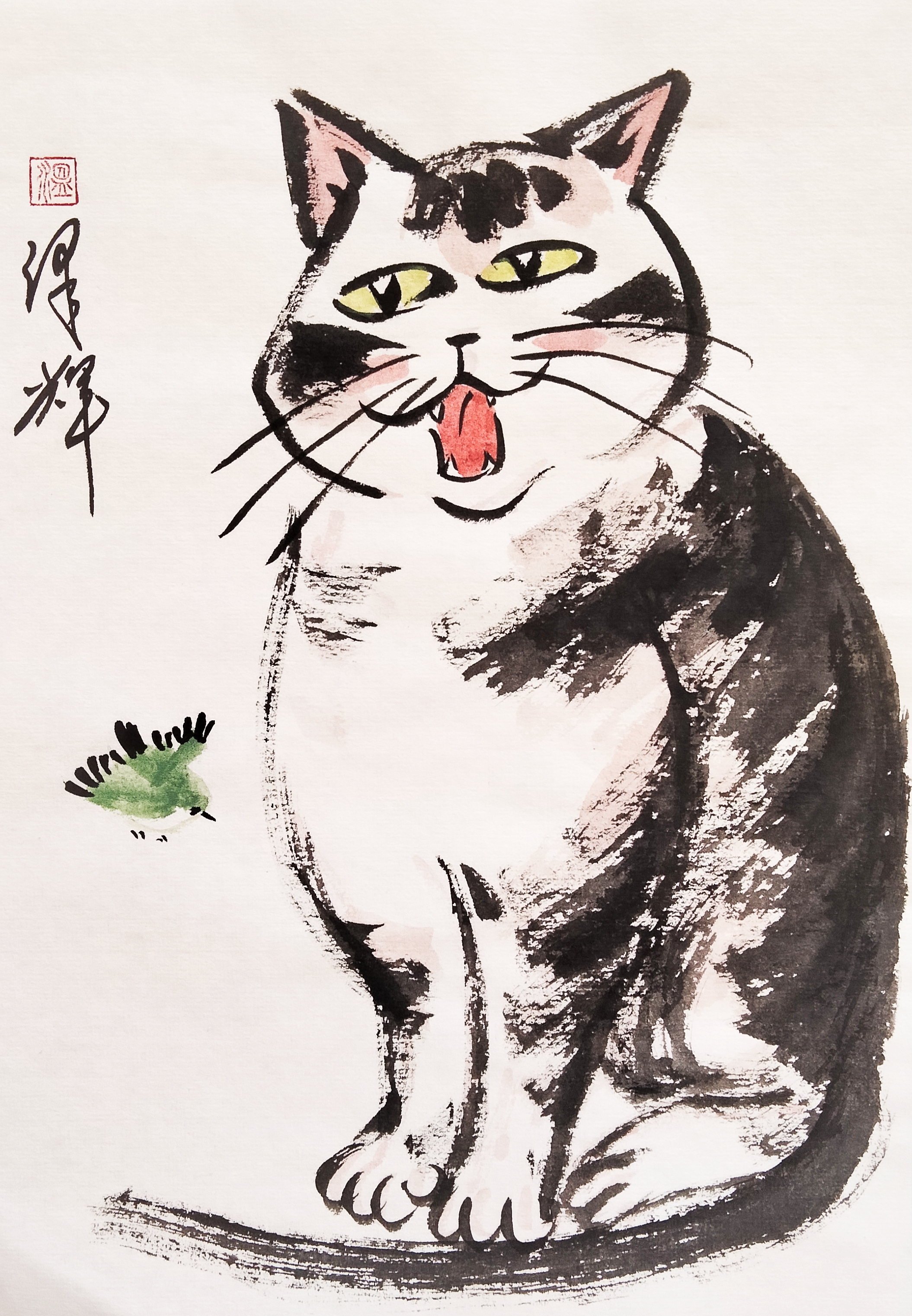 温泽辉水墨猫咪#遇见艺术