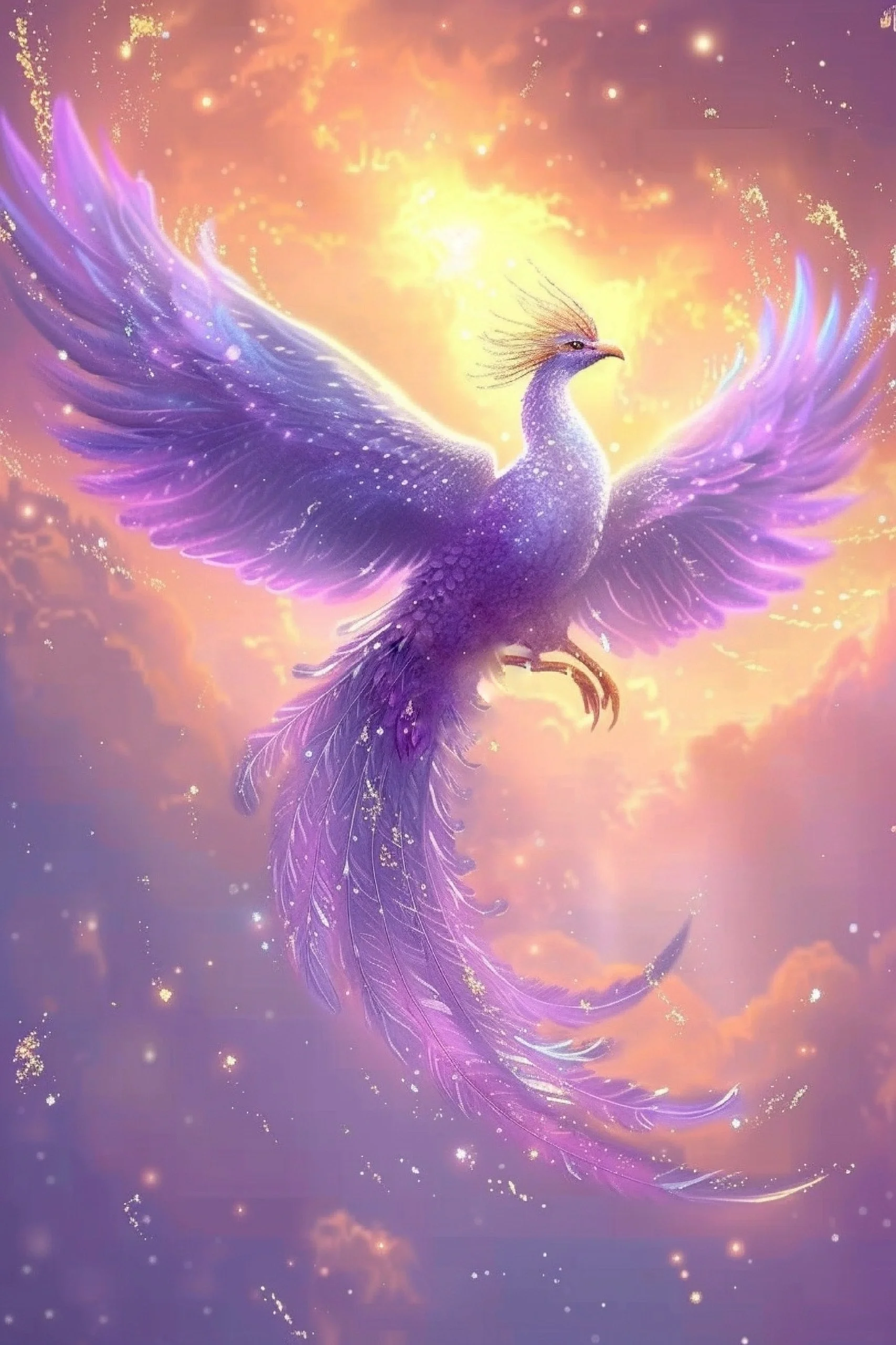 金色与紫色交织的光环,如同神秘的符咒,环绕其身,绚烂夺目.