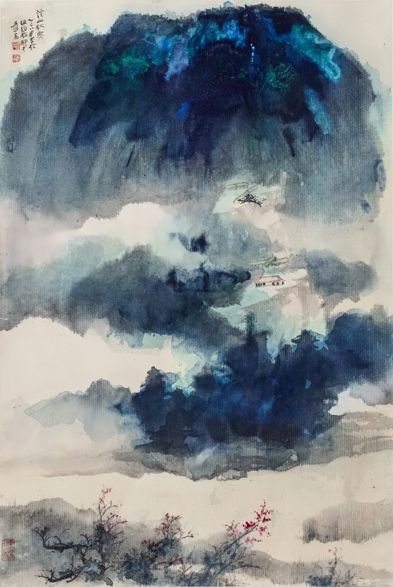 张大千泼墨泼彩山水画