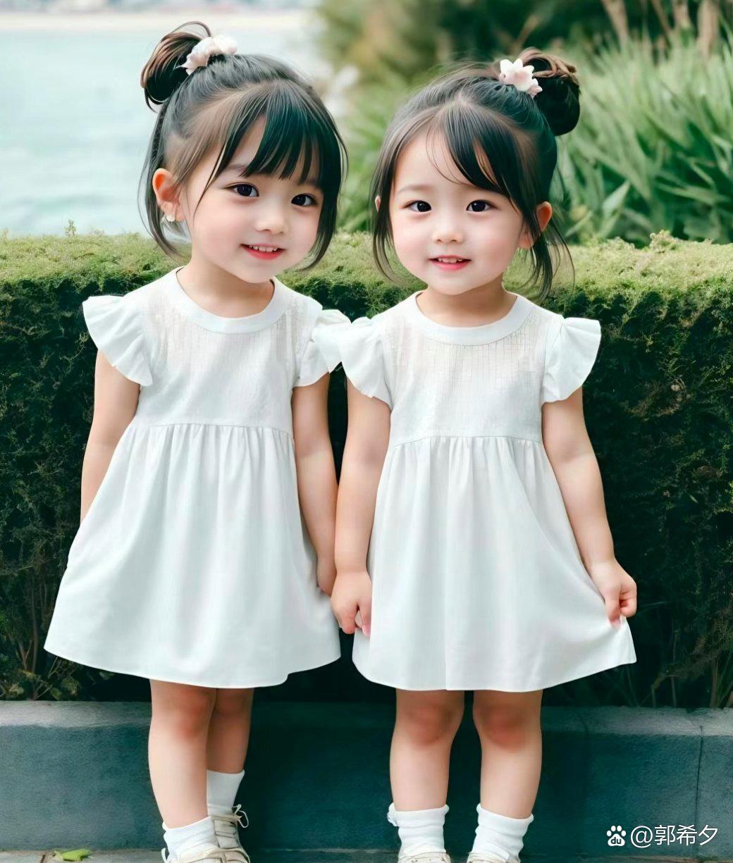 小女孩图片可爱萌双胞胎小可爱图片萌娃图片大全可爱高清双人萌娃图片