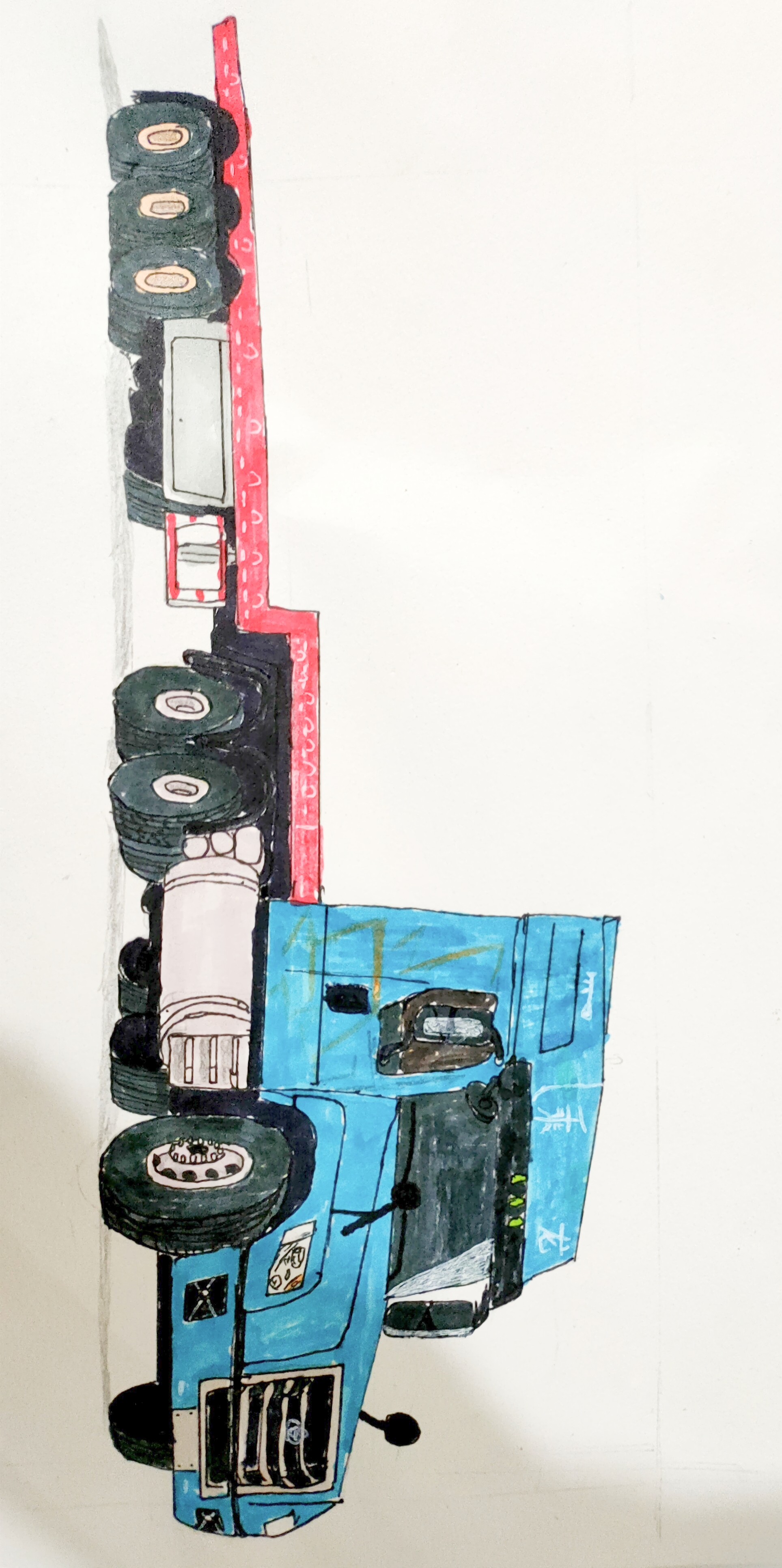 手绘东风 柳汽 乘龙半挂的全过程.