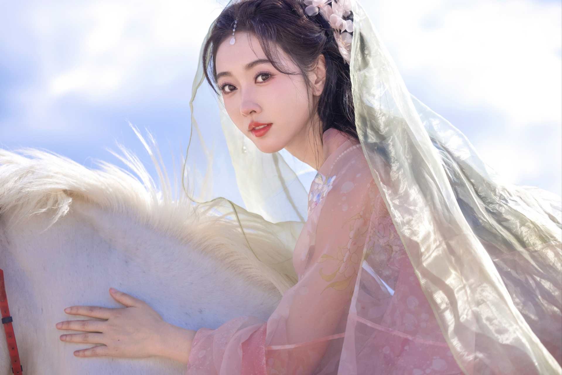 宣璐的粉色古装写真真是太美了,一袭粉色长裙,婉约又娇俏,看得我心都