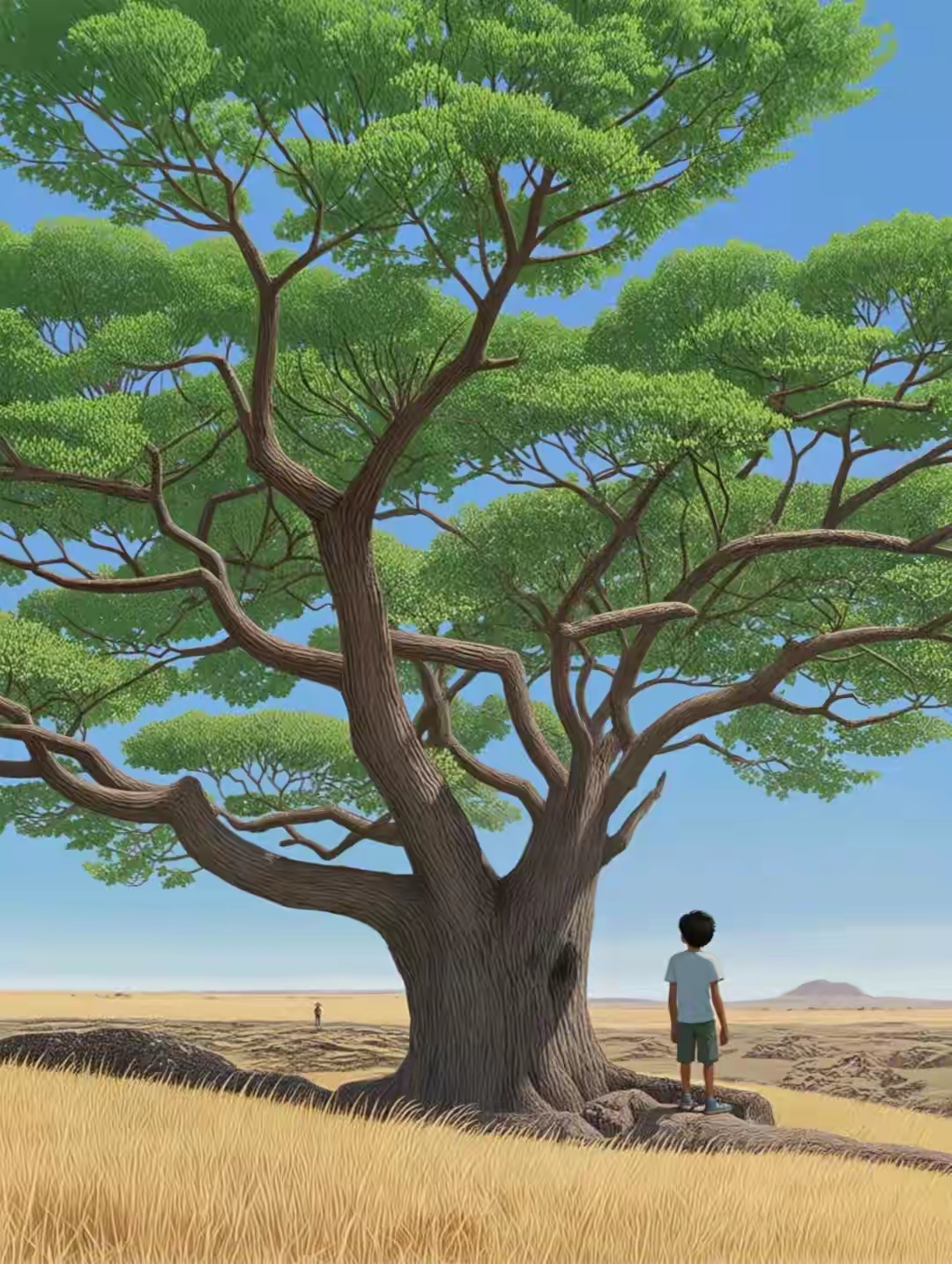 一棵孤独的树 这棵树没有同伴,周围是一片荒芜,连一