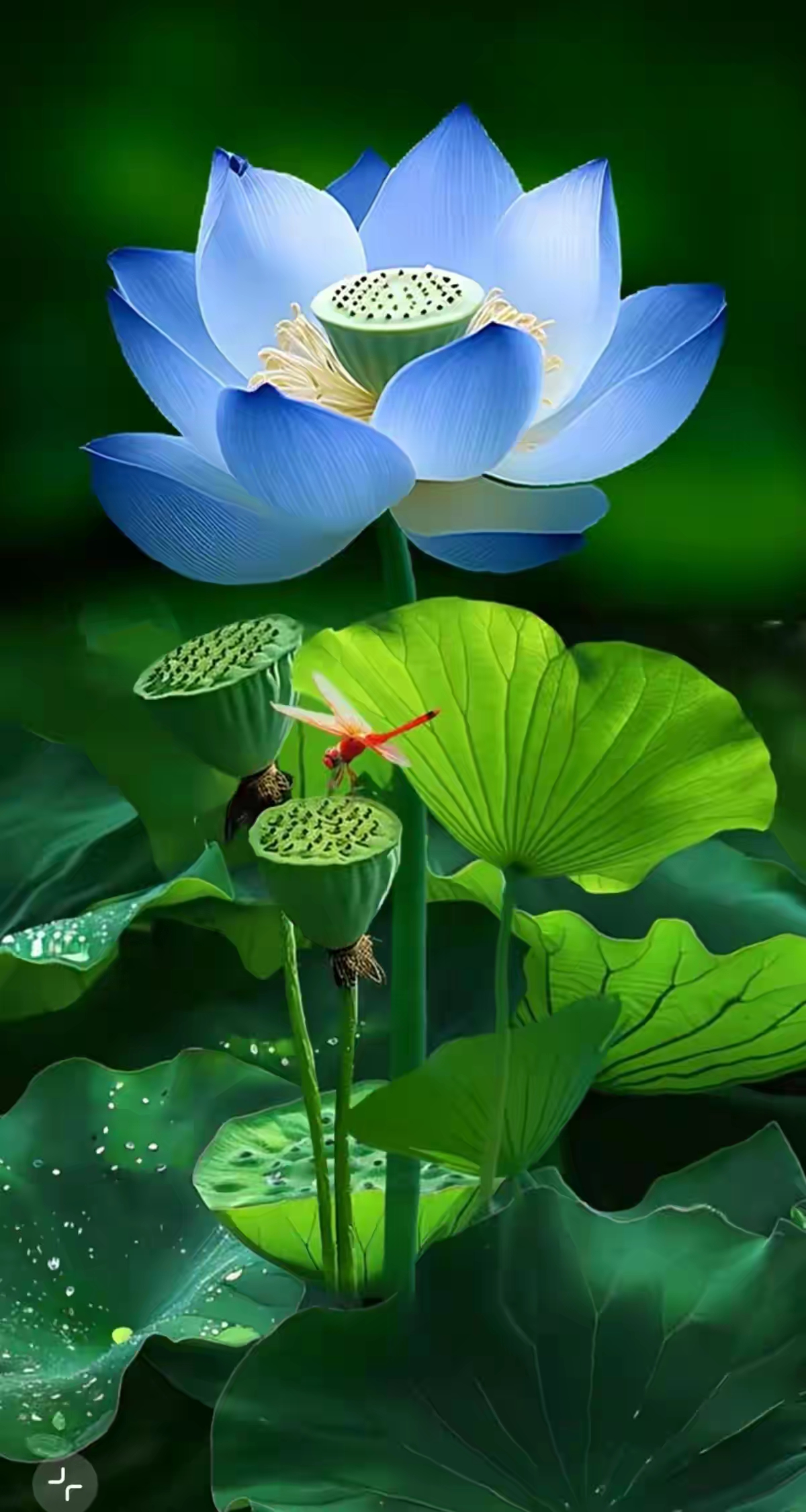 绿叶扶疏间,两朵并蒂莲,清新脱俗,宛如初见你时的惊喜.