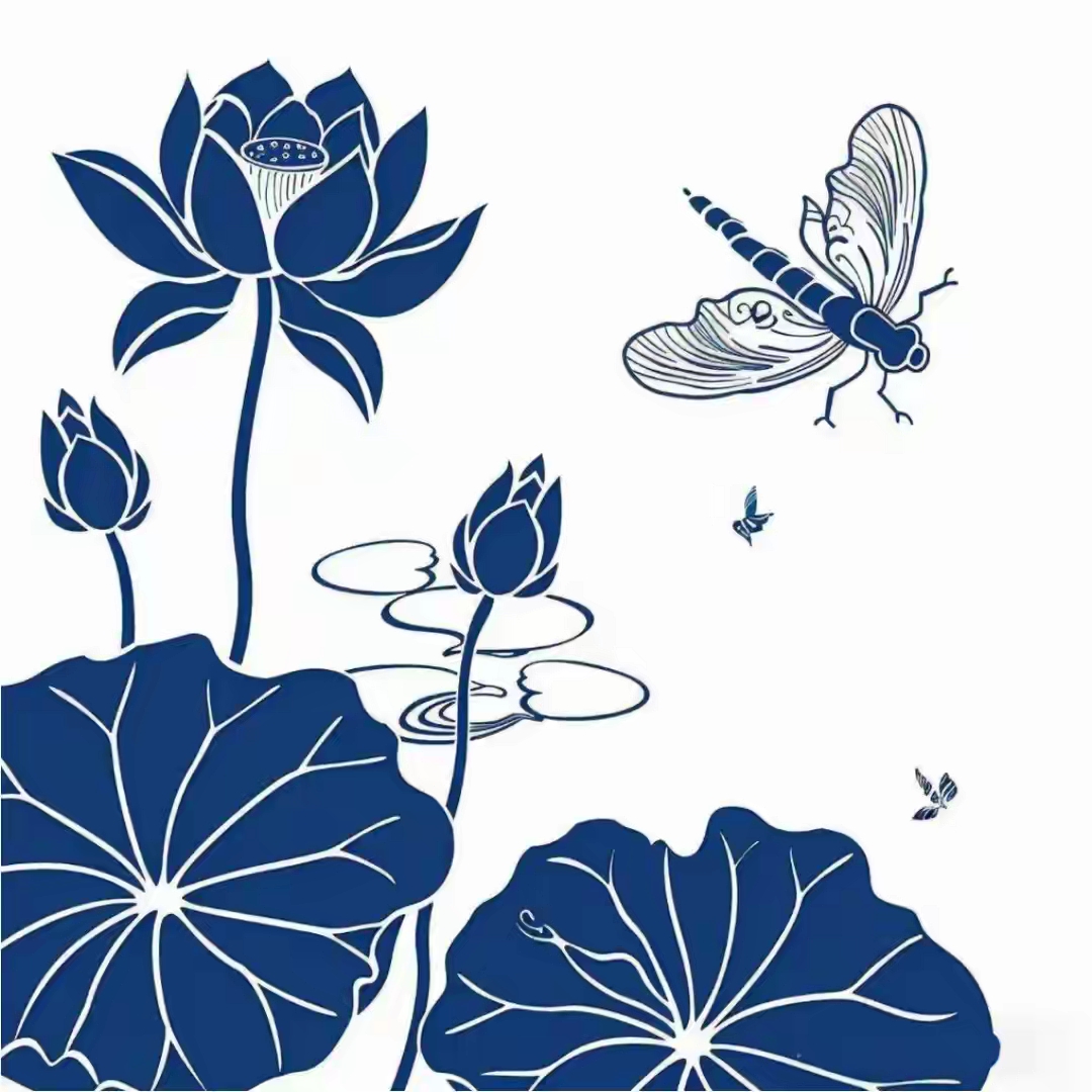 荷花纹样(信笺底稿,剪纸,篆刻,工笔画,衣服,团扇等)2