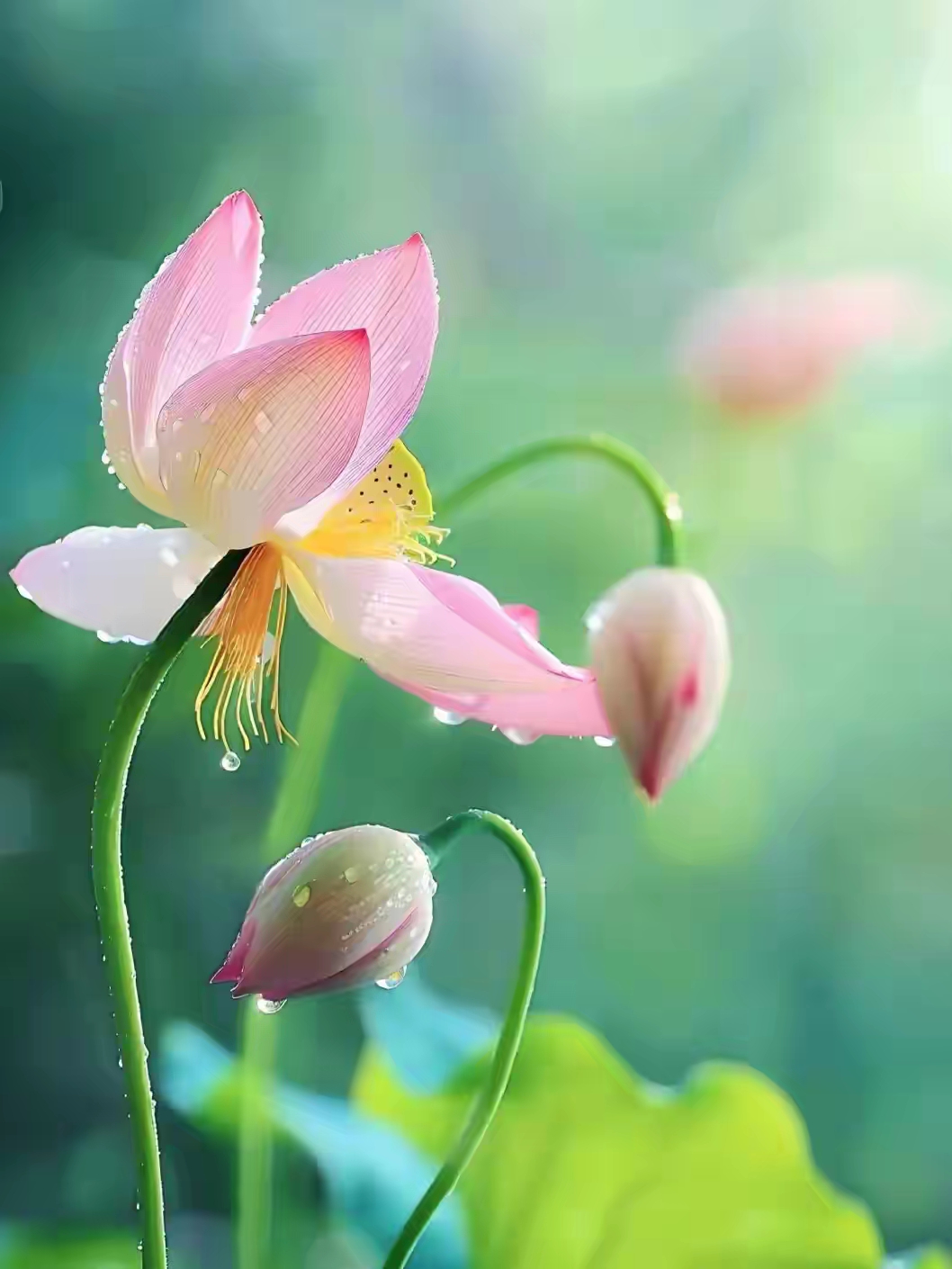 雨露荷花,千姿百态.