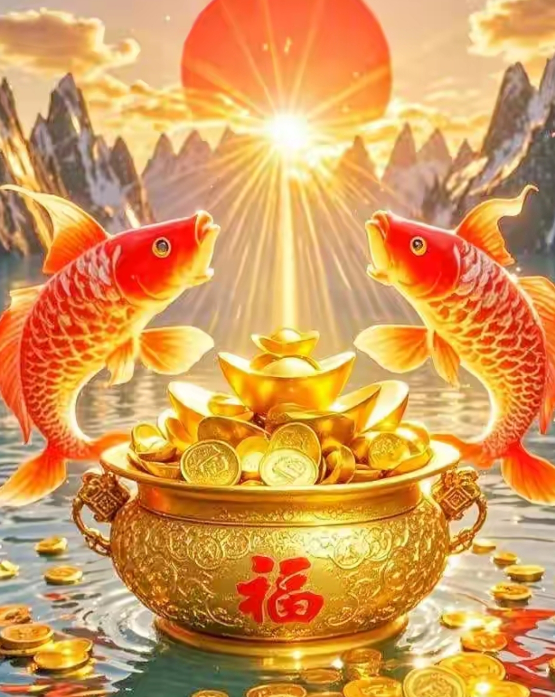 聚宝盆中双鲤跃,财源广进福满门,愿您财源滚滚,财运亨通#2025年俗闹翻