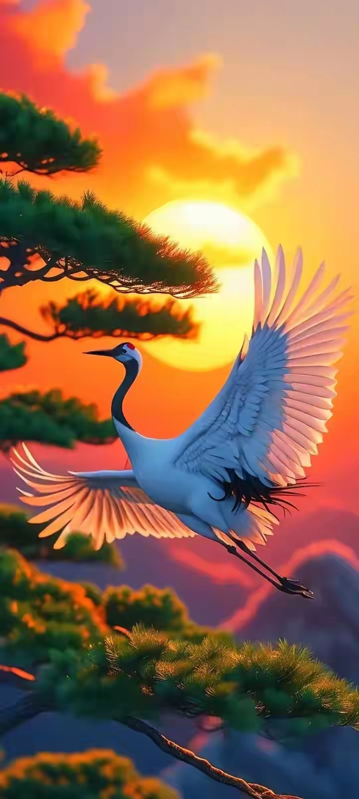 仙鹤轻舞,映照着生命的纯净与高贵