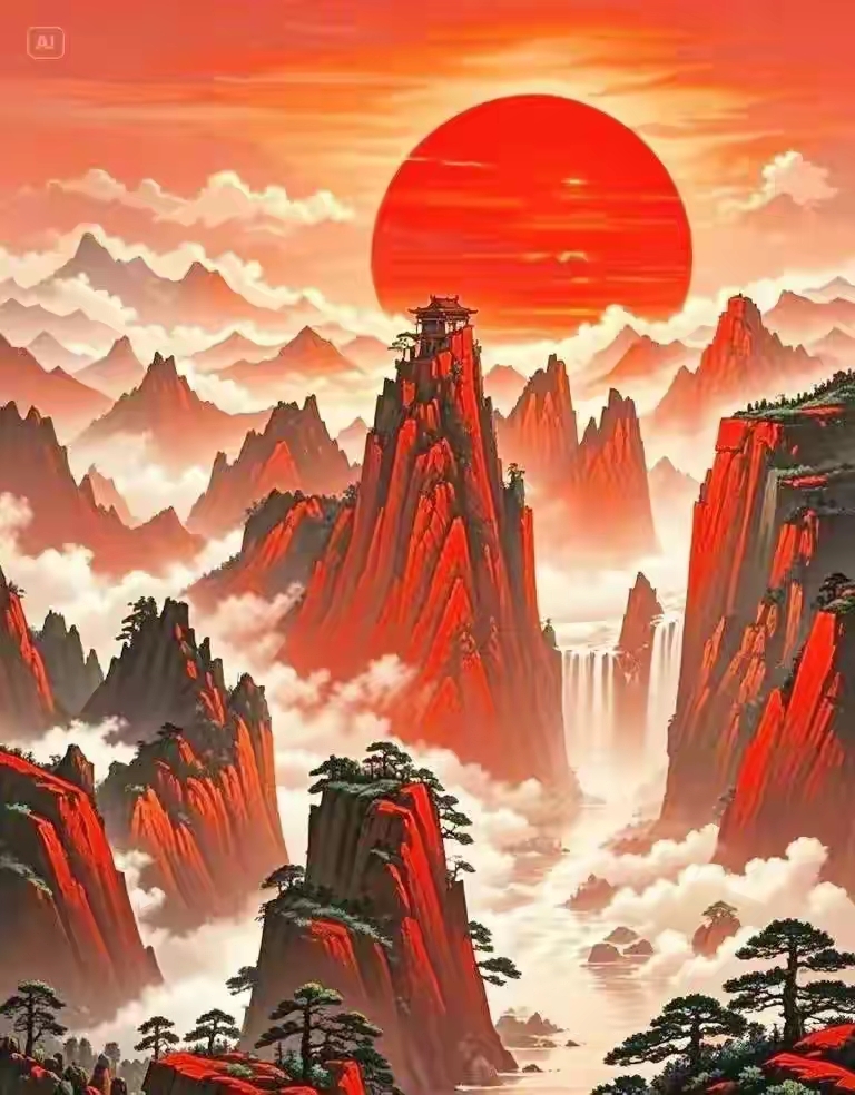 日出山花明,朝阳耀四方