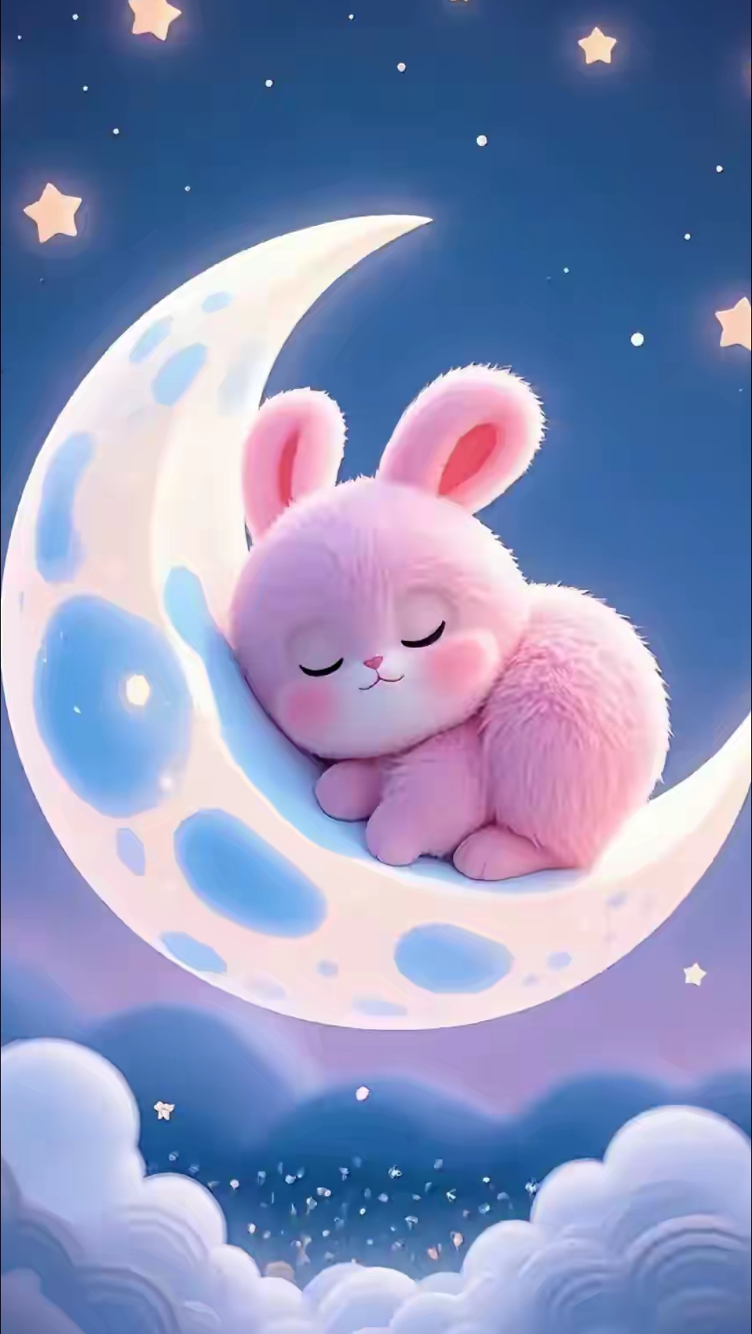 月亮上的粉兔,梦里都有甜甜的微笑哦!