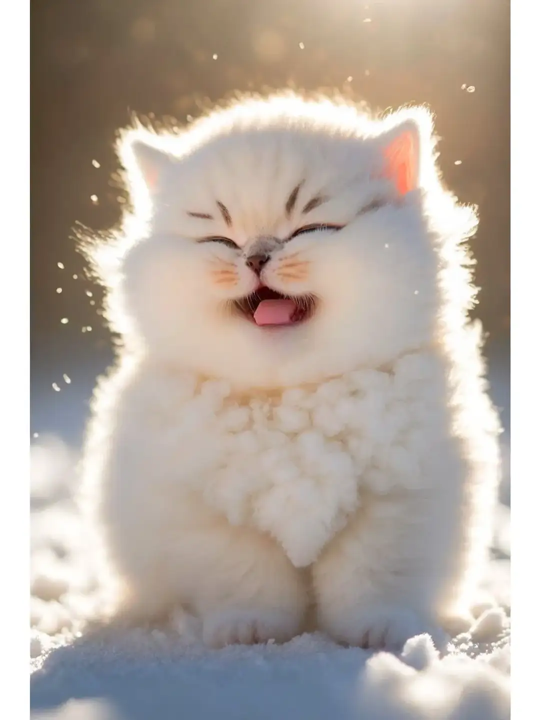 瞧这只小黄白猫,张着嘴,伸着舌,跳跃在阳光下,仿佛在说:"生活,就是一