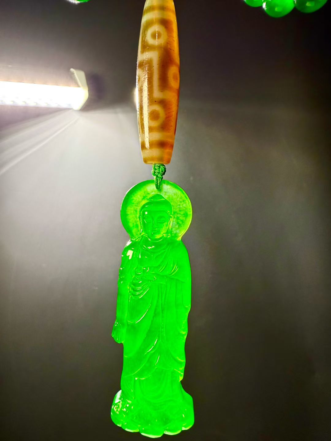 老翡翠 高冰 完美 【如来佛 九眼天珠108佛珠】 珠子直径1.4mm