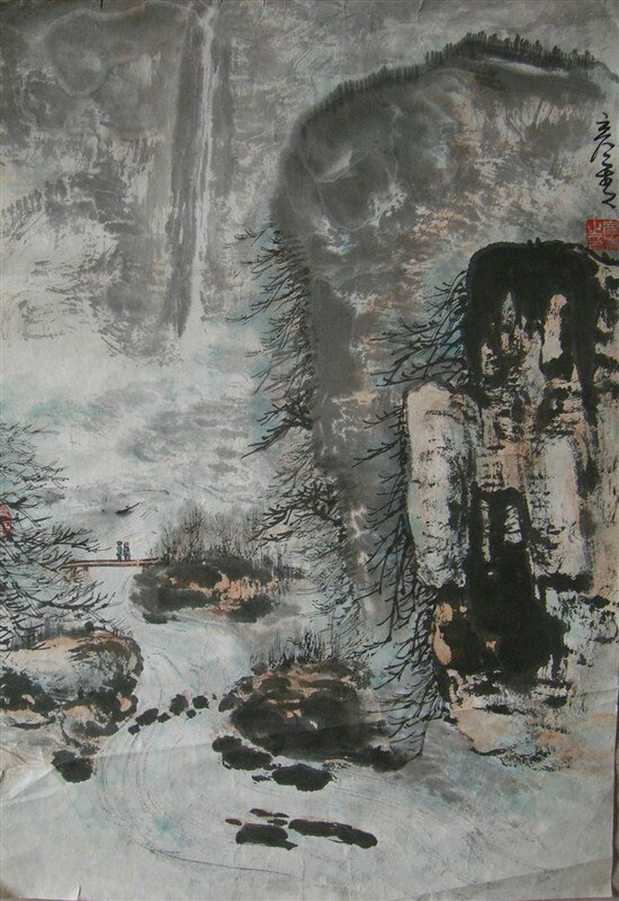 晒晒我的收藏# 十几年前收藏的一幅山水画,张彦青作,品相完好,是庞蜒