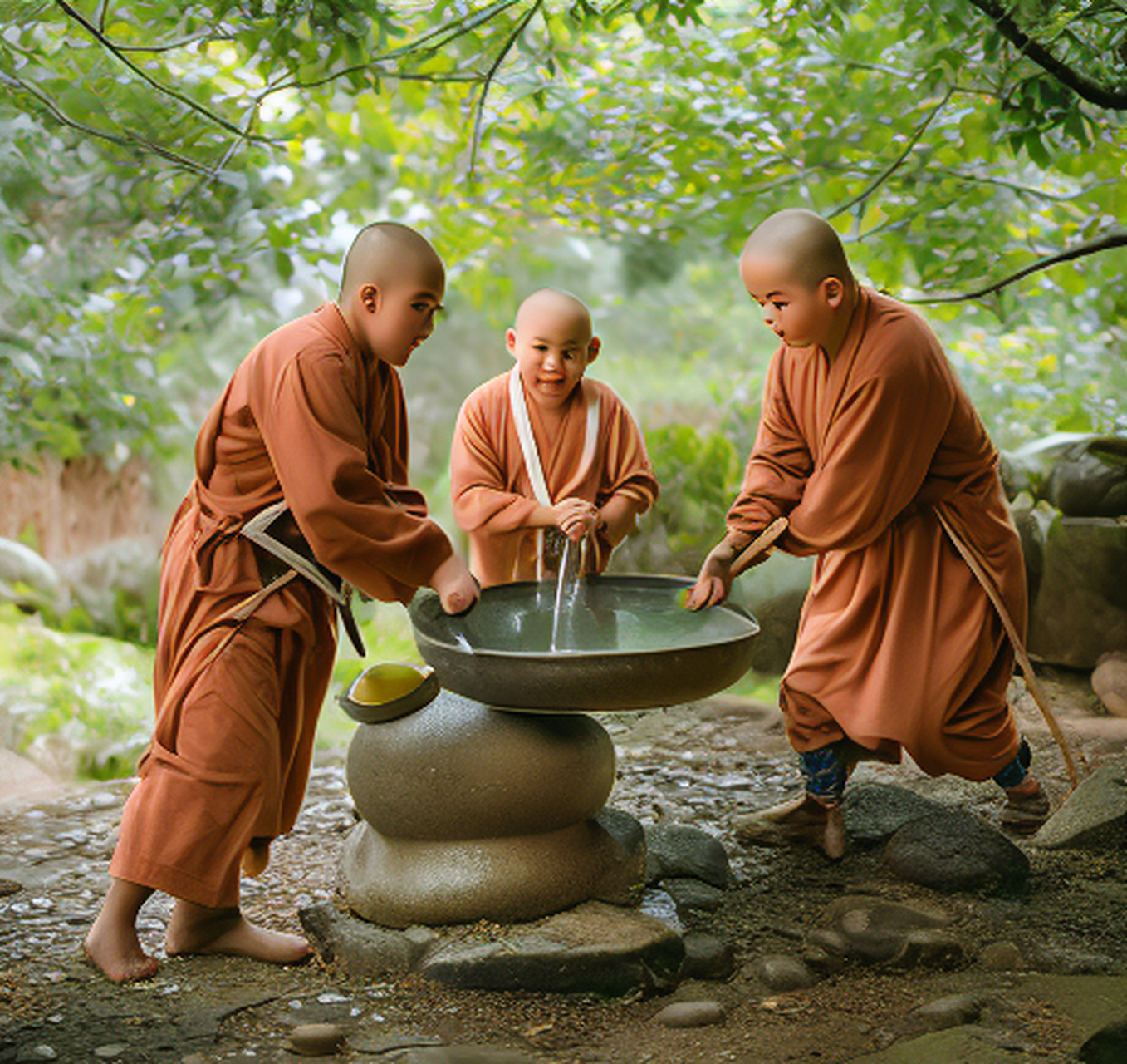 《三个和尚》  从前有一座山,山上有座小庙,有一天庙里来了个小和尚.